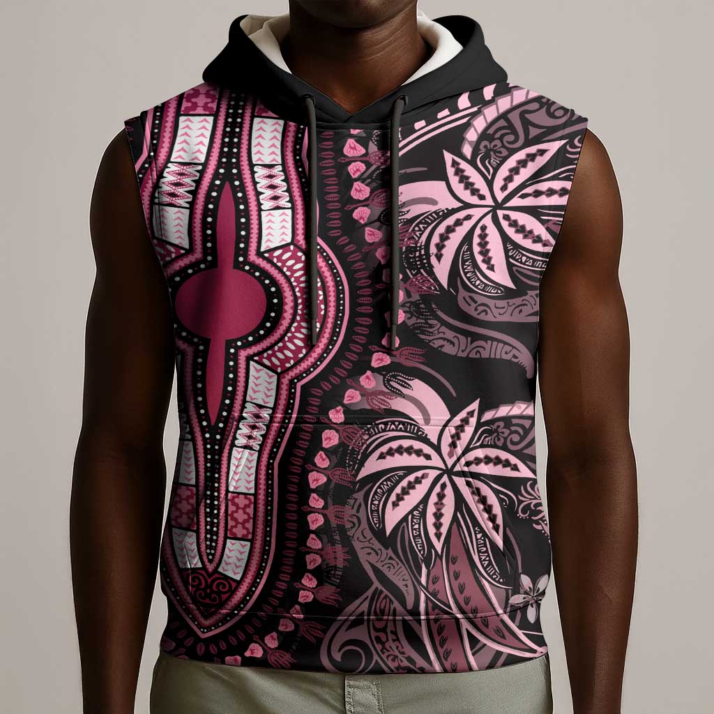 Polynesia Mixed African Dashiki Sleeveless Hoodie Afro-pacific Culture - Pink - African Pride