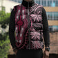 Polynesia Mixed African Dashiki Sleeveless Puffer Jacket Afro-pacific Culture - Pink
