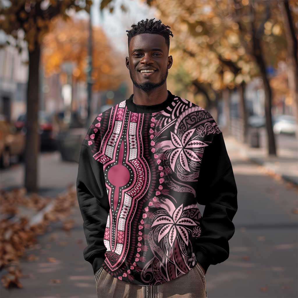 Polynesia Mixed African Dashiki Sweatshirt Afro-pacific Culture - Pink