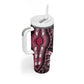 Polynesia Mixed African Dashiki Tumbler With Handle Afro-pacific Culture - Pink