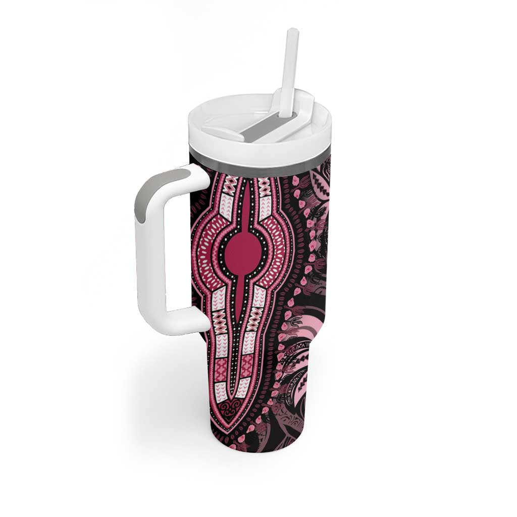 Polynesia Mixed African Dashiki Tumbler With Handle Afro-pacific Culture - Pink