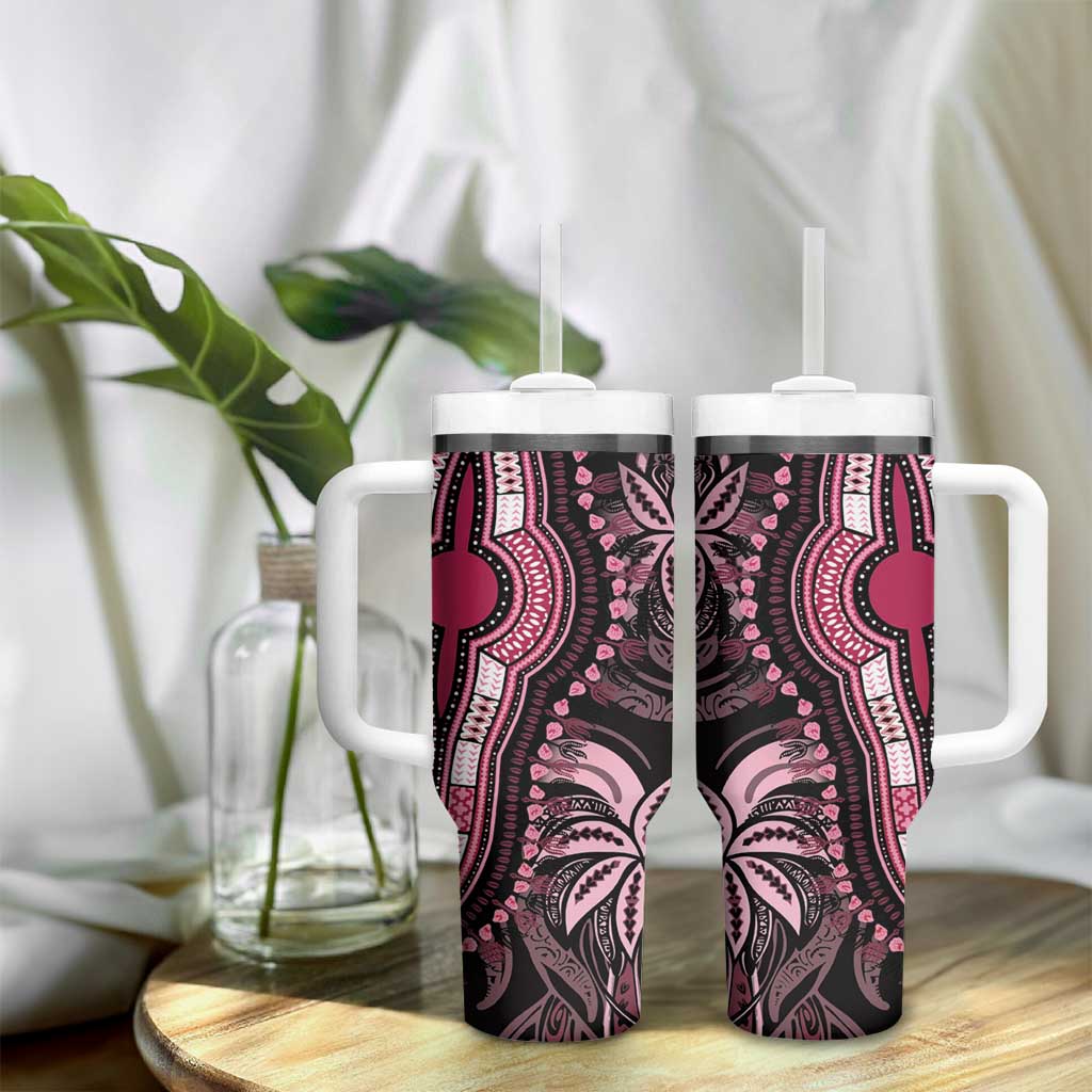 Polynesia Mixed African Dashiki Tumbler With Handle Afro-pacific Culture - Pink