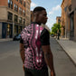Polynesia Mixed African Dashiki Zipper Polo Shirt Afro-pacific Culture - Pink