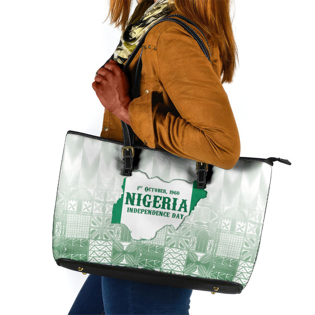 Proudly Nigerian Independence Day 1960 Leather Tote Bag