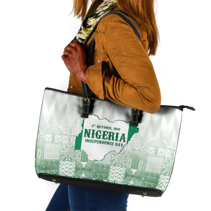 Proudly Nigerian Independence Day 1960 Leather Tote Bag
