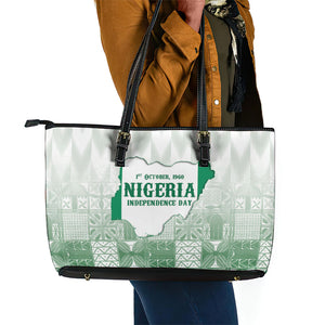 Proudly Nigerian Independence Day 1960 Leather Tote Bag