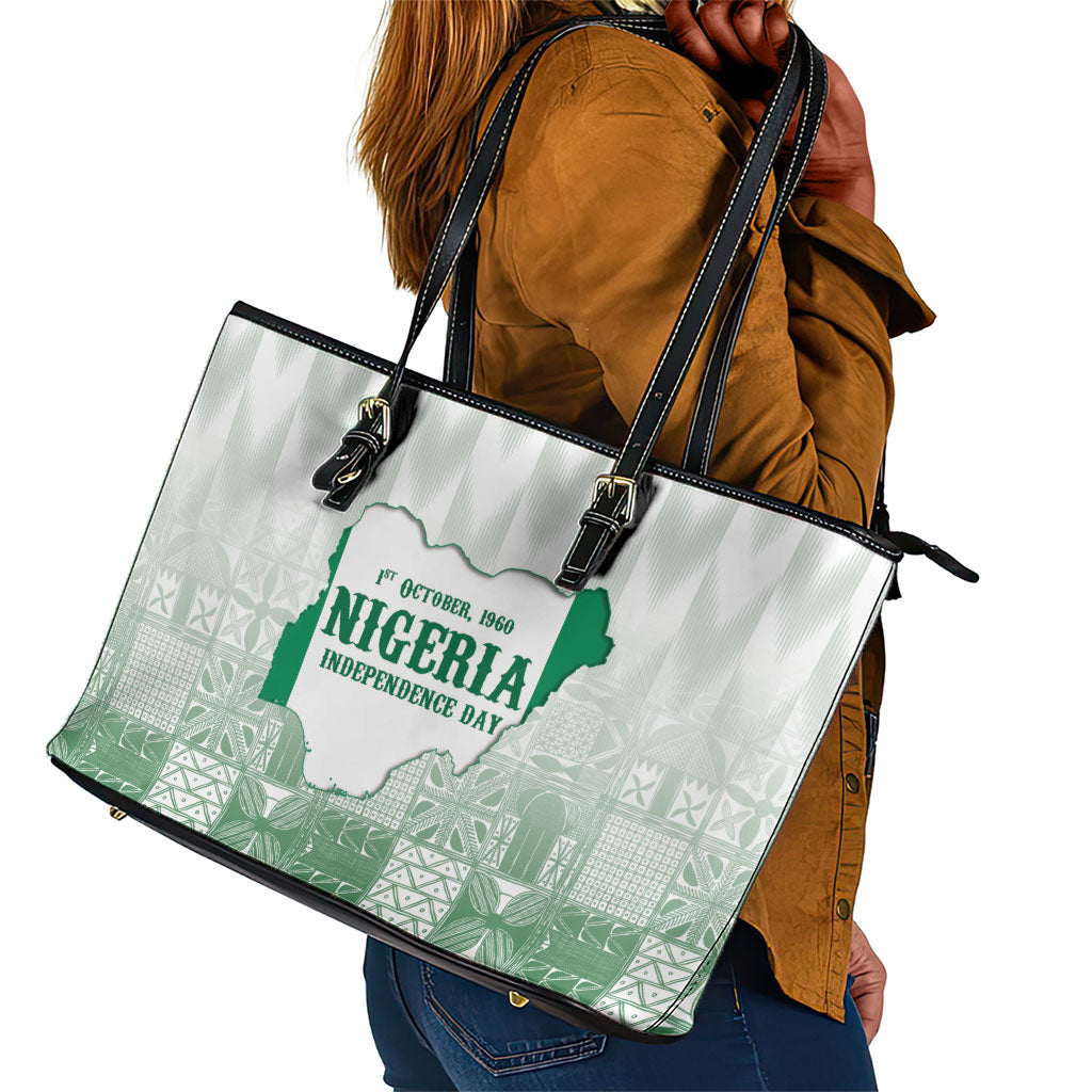 Proudly Nigerian Independence Day 1960 Leather Tote Bag