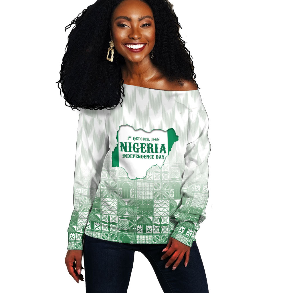 Proudly Nigerian Independence Day 1960 Personalized Off Shoulder Sweater