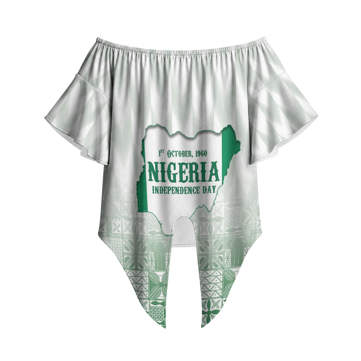 Proudly Nigerian Independence Day 1960 Personalized Off Shoulder Wrap Waist Top