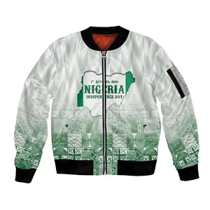Proudly Nigerian Independence Day 1960 Personalized Sleeve Zip Bomber Jacket