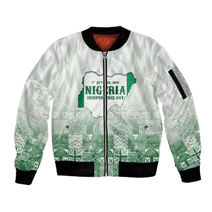 Proudly Nigerian Independence Day 1960 Personalized Sleeve Zip Bomber Jacket