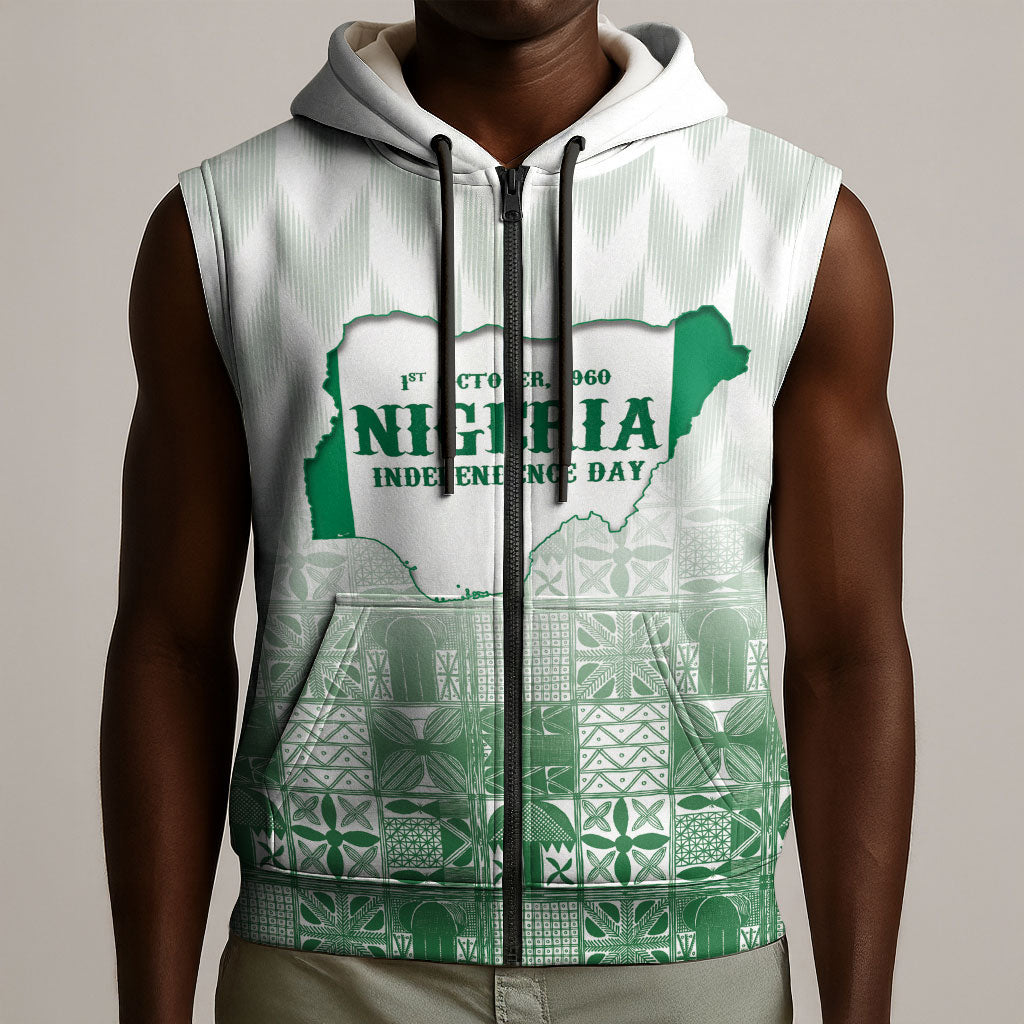 Proudly Nigerian Independence Day 1960 Personalized Sleeveless Zip Hoodie