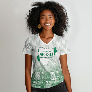 Proudly Nigerian Independence Day 1960 Personalized Women V-Neck T-Shirt