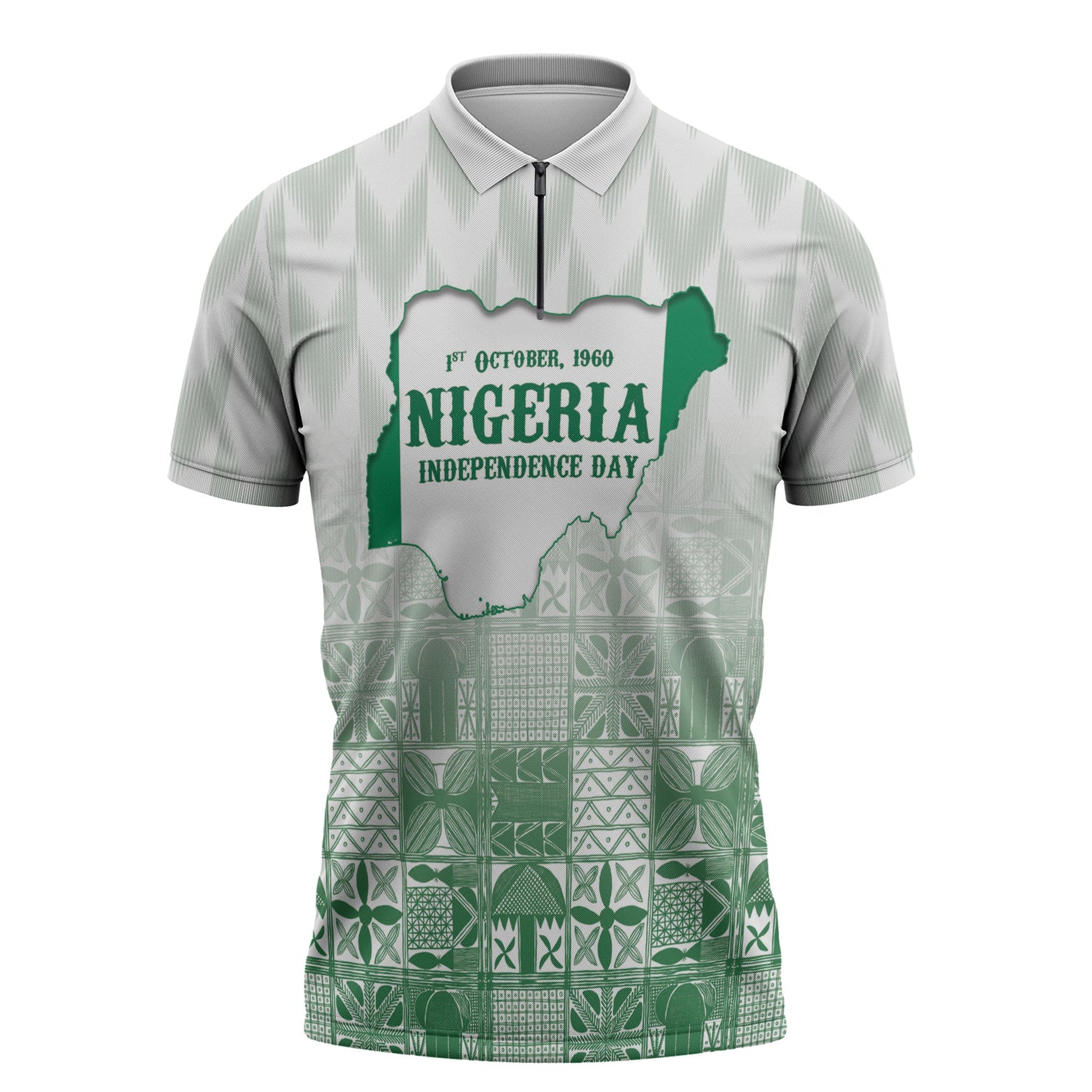Proudly Nigerian Independence Day 1960 Personalized Zipper Polo Shirt