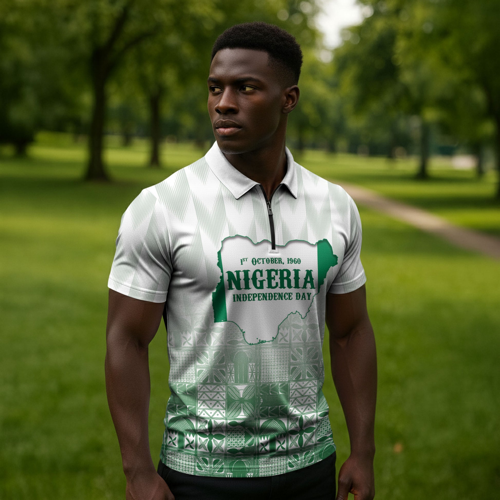 Proudly Nigerian Independence Day 1960 Personalized Zipper Polo Shirt