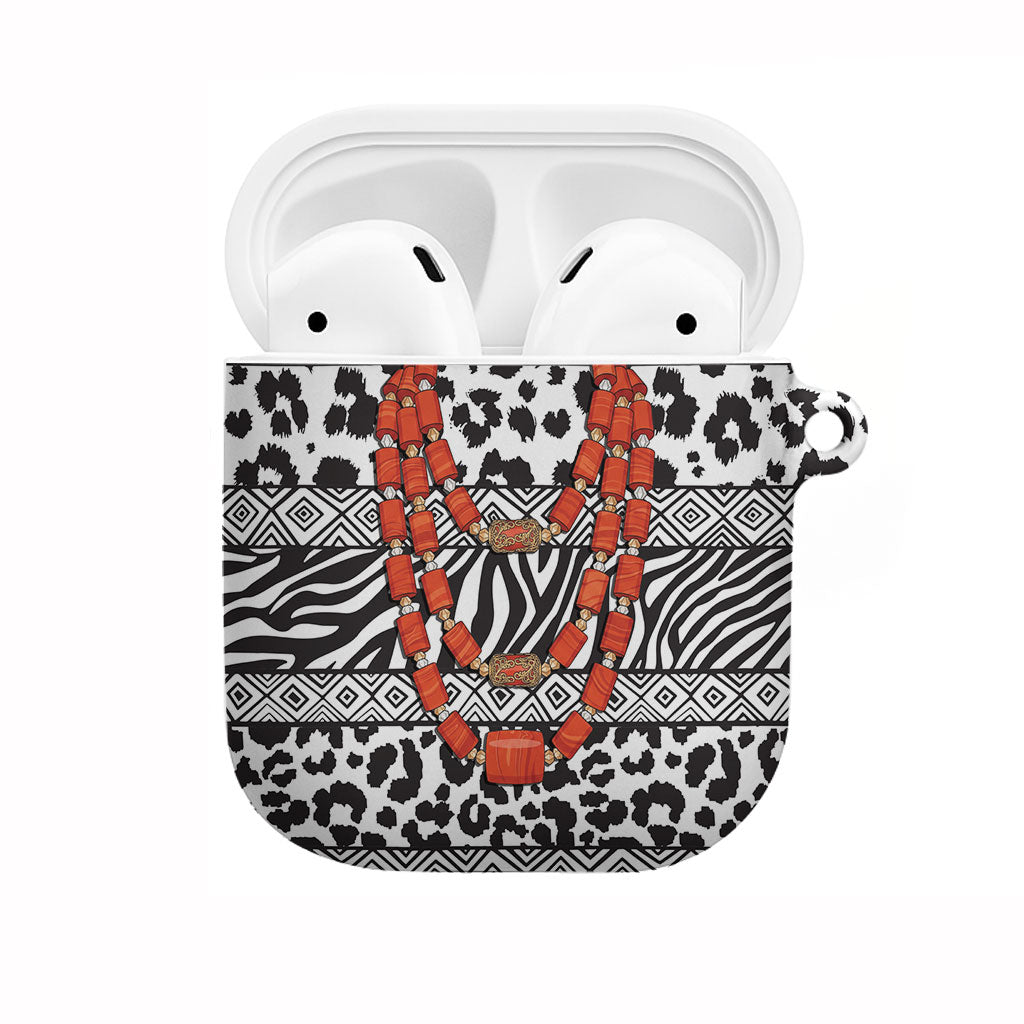 Nigeria Traditional Coral Bead Attire AirPods Case African Tribal Element Wild Animal Skins
