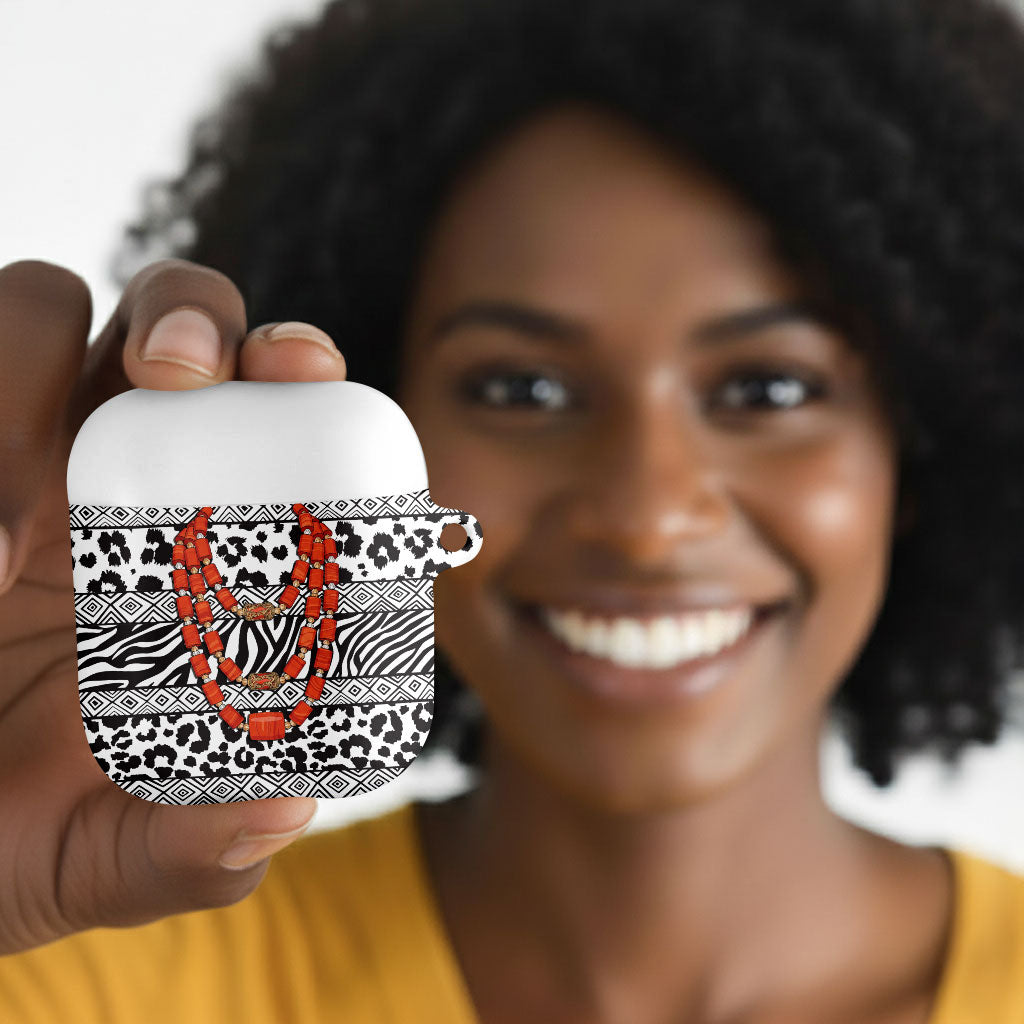 Nigeria Traditional Coral Bead Attire AirPods Case African Tribal Element Wild Animal Skins