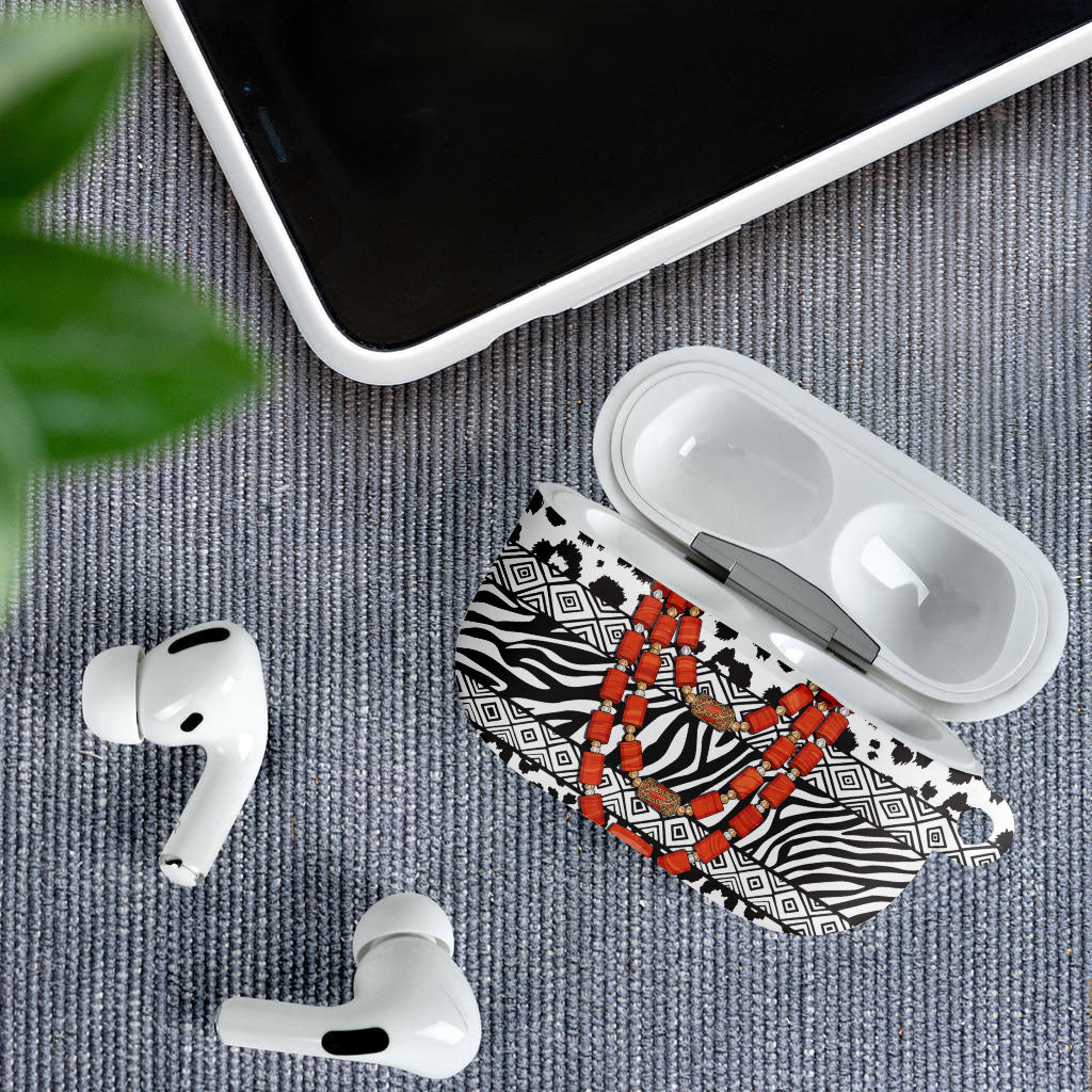 Nigeria Traditional Coral Bead Attire AirPods Case African Tribal Element Wild Animal Skins