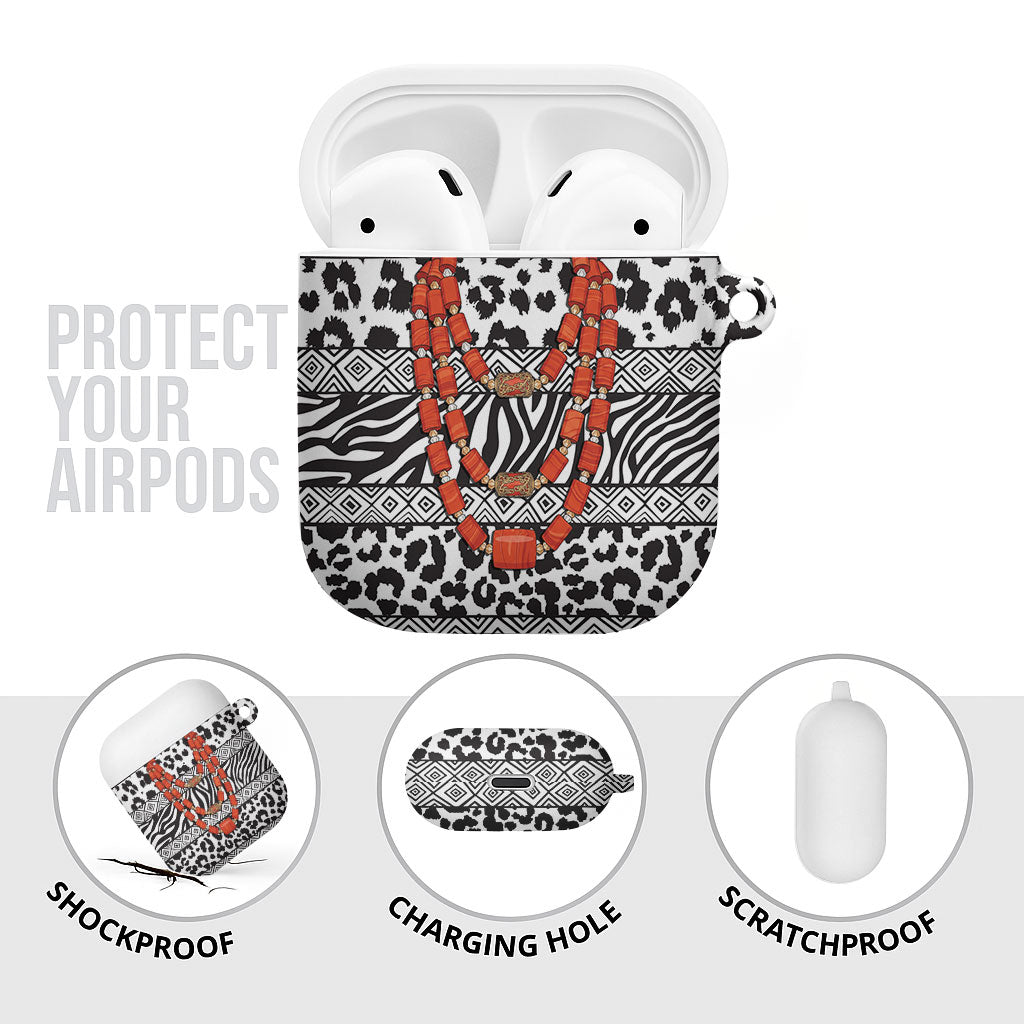 Nigeria Traditional Coral Bead Attire AirPods Case African Tribal Element Wild Animal Skins