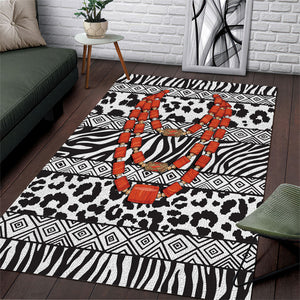 Nigeria Traditional Coral Bead Attire Area Rug African Tribal Element Wild Animal Skins