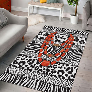 Nigeria Traditional Coral Bead Attire Area Rug African Tribal Element Wild Animal Skins