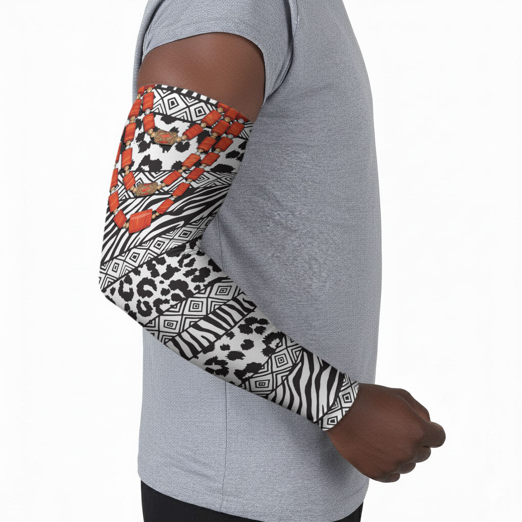 Nigeria Traditional Coral Bead Attire Arm Sleeves African Tribal Element Wild Animal Skins