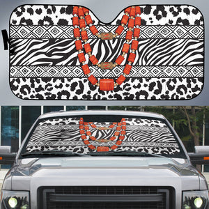 Nigeria Traditional Coral Bead Attire Auto Sun Shade African Tribal Element Wild Animal Skins