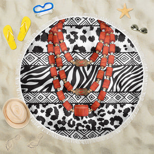 Nigeria Traditional Coral Bead Attire Beach Blanket African Tribal Element Wild Animal Skins