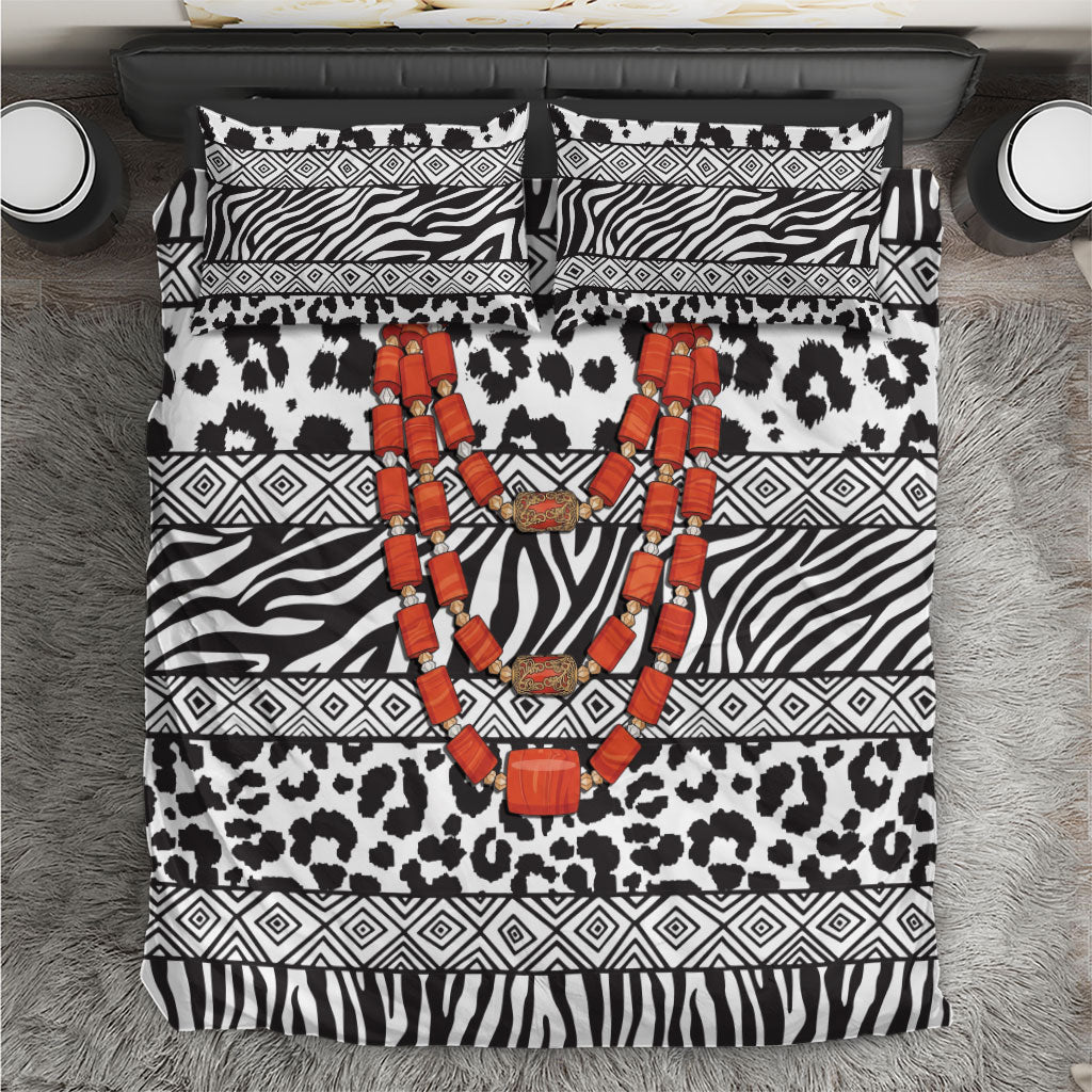 Nigeria Traditional Coral Bead Attire Bedding Set African Tribal Element Wild Animal Skins