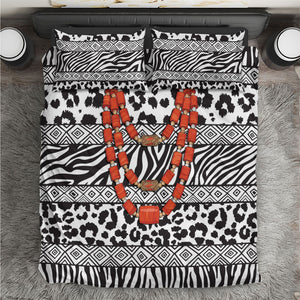 Nigeria Traditional Coral Bead Attire Bedding Set African Tribal Element Wild Animal Skins