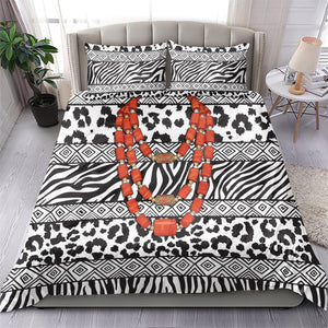 Nigeria Traditional Coral Bead Attire Bedding Set African Tribal Element Wild Animal Skins