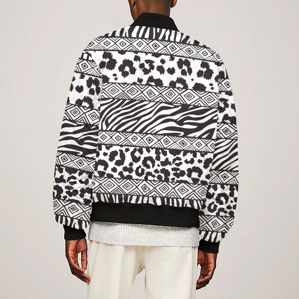 Nigeria Traditional Coral Bead Attire Bomber Jacket African Tribal Element Wild Animal Skins