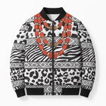 Nigeria Traditional Coral Bead Attire Bomber Puffer Jacket African Tribal Element Wild Animal Skins