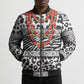 Nigeria Traditional Coral Bead Attire Bomber Puffer Jacket African Tribal Element Wild Animal Skins