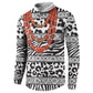 Nigeria Traditional Coral Bead Attire Button Sweatshirt African Tribal Element Wild Animal Skins