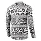 Nigeria Traditional Coral Bead Attire Button Sweatshirt African Tribal Element Wild Animal Skins