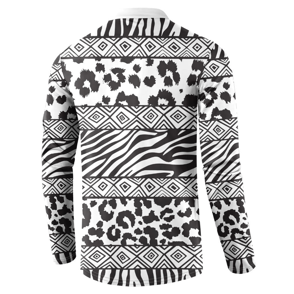 Nigeria Traditional Coral Bead Attire Button Sweatshirt African Tribal Element Wild Animal Skins