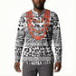 Nigeria Traditional Coral Bead Attire Button Sweatshirt African Tribal Element Wild Animal Skins