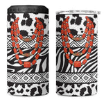 Nigeria Traditional Coral Bead Attire 4 in 1 Can Cooler Tumbler African Tribal Element Wild Animal Skins