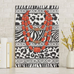 Nigeria Traditional Coral Bead Attire Canvas Wall Art African Tribal Element Wild Animal Skins
