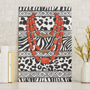 Nigeria Traditional Coral Bead Attire Canvas Wall Art African Tribal Element Wild Animal Skins