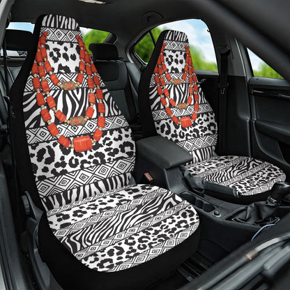 Nigeria Traditional Coral Bead Attire Car Seat Cover African Tribal Element Wild Animal Skins
