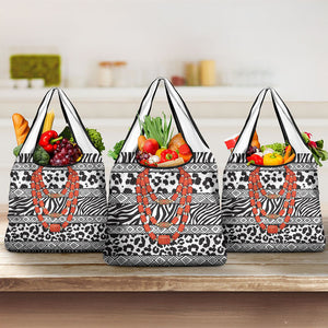 Nigeria Traditional Coral Bead Attire Grocery Bag African Tribal Element Wild Animal Skins