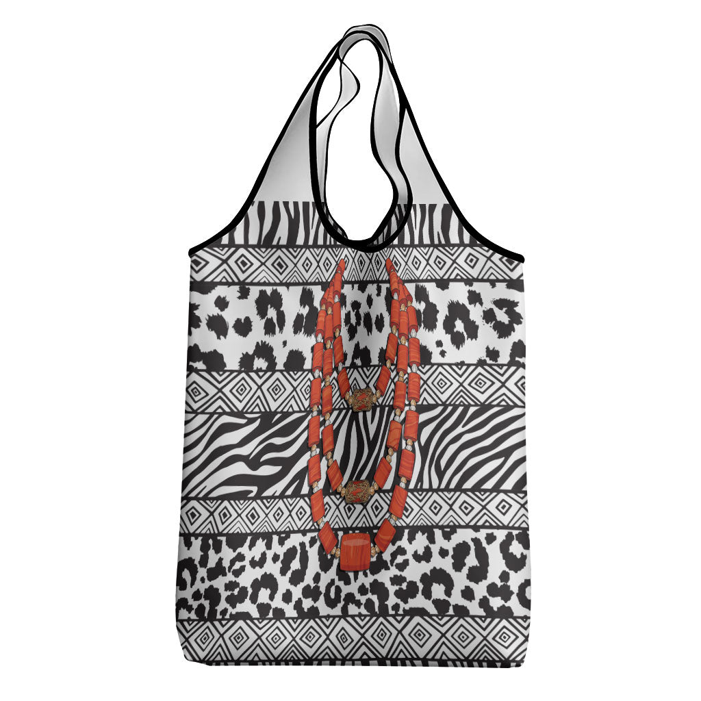 Nigeria Traditional Coral Bead Attire Grocery Bag African Tribal Element Wild Animal Skins