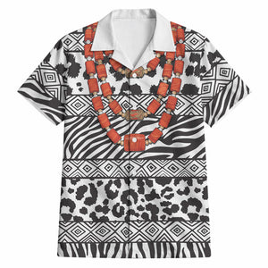 Nigeria Traditional Coral Bead Attire Hawaiian Shirt African Tribal Element Wild Animal Skins