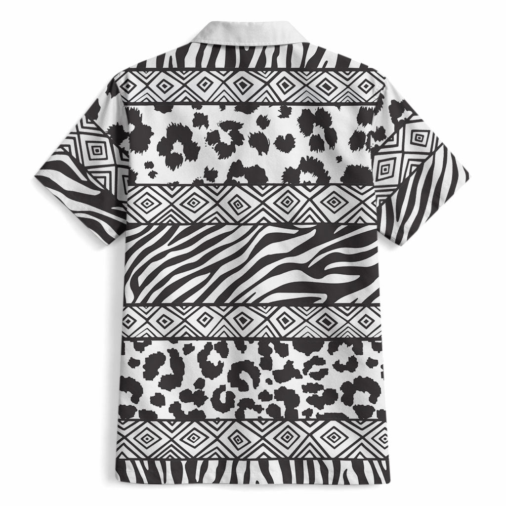 Nigeria Traditional Coral Bead Attire Hawaiian Shirt African Tribal Element Wild Animal Skins