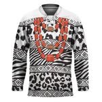 Nigeria Traditional Coral Bead Attire Hockey Jersey African Tribal Element Wild Animal Skins