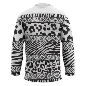 Nigeria Traditional Coral Bead Attire Hockey Jersey African Tribal Element Wild Animal Skins