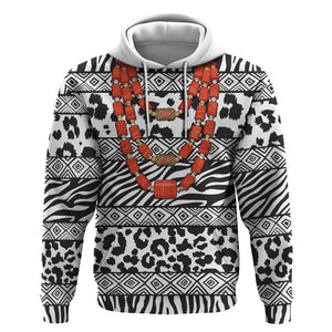 Nigeria Traditional Coral Bead Attire Hoodie African Tribal Element Wild Animal Skins