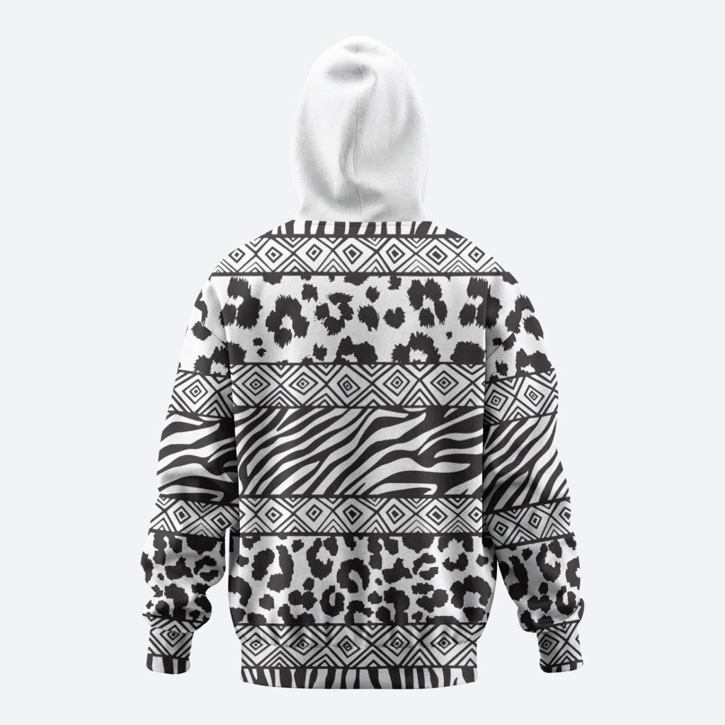 Nigeria Traditional Coral Bead Attire Hoodie African Tribal Element Wild Animal Skins